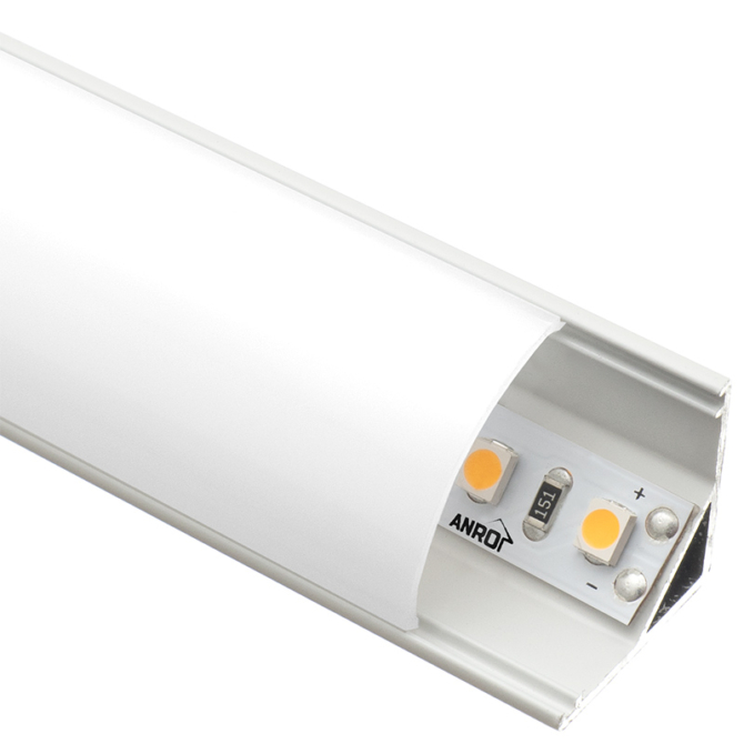 Led Profiles ALP-006 Fehér - Alumínium sarok profil LED szalaghoz, íves (Opál búrával)