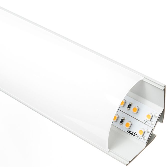 Led Profiles ALP-016R Fehér - Alumínium sarokprofil LED szalaghoz, íves (Opál búrával)