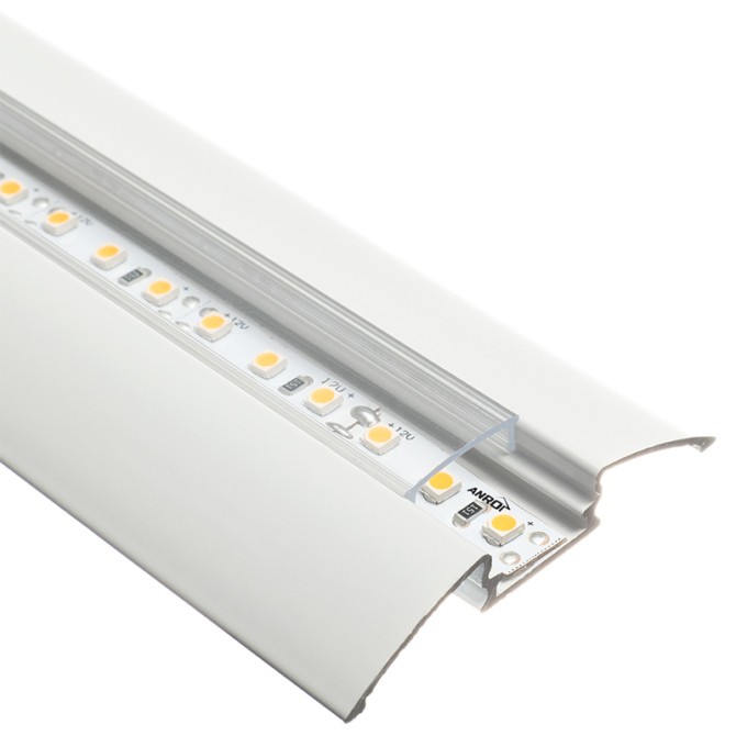 Led Profiles ALP-021 Fehér - Alumínium burkolatváltó profil LED szalaghoz (Átlátszó búrával)