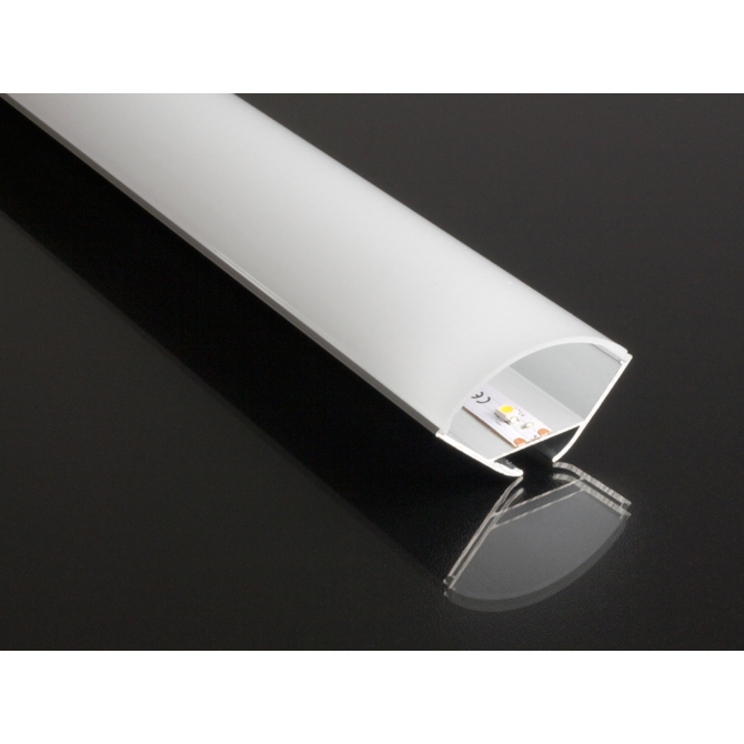 LED Profiles ALP-016R Aluminium sarokprofil ezüst, LED szalaghoz, opál burával