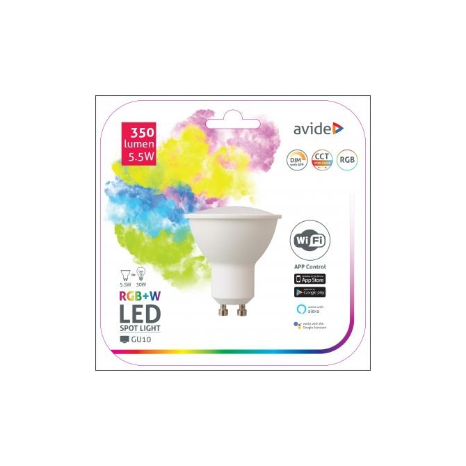 Avide Smart LED GU10 izzó 5.5W RGB+W WIFI APP Control (K)