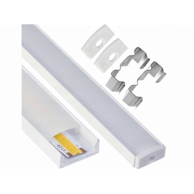 ArtLED Alumínium U profil szett, fehér, opál búrával, 2 méter, 12.4 mm