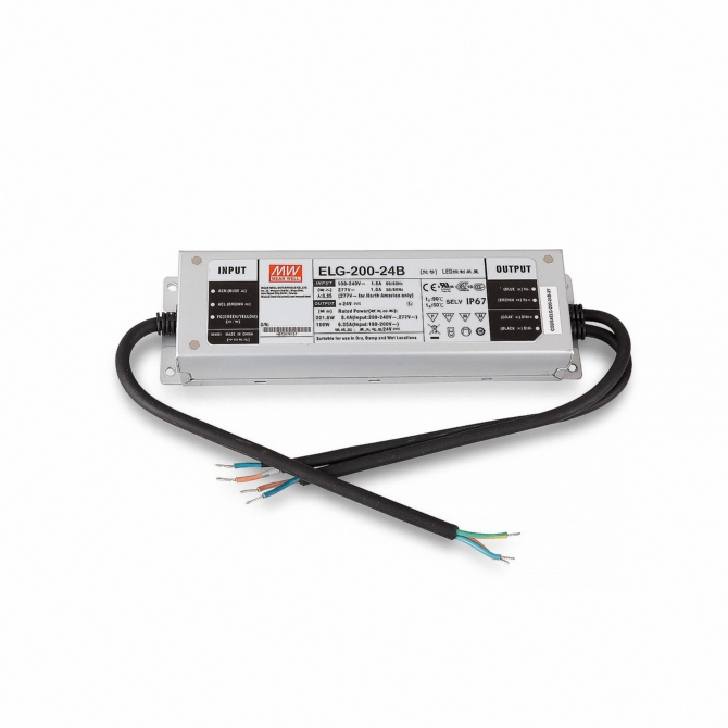 Mean Well ELG-200-24B dimmelhető LED tápegység, 24V, 200W, 8.4A, IP65, fém ház