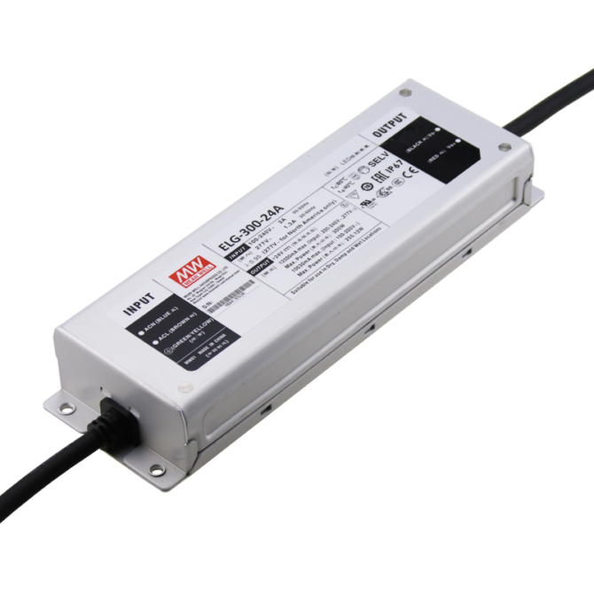 Mean Well ELG-300-24A LED tápegység, 24V, 300W, 12.5A, IP65, fém ház