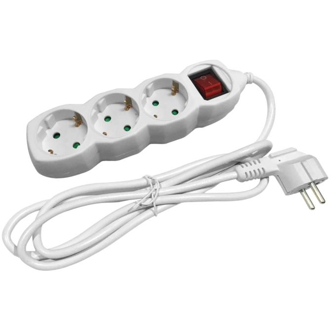 Entac Elosztó 3 Foglalat Kapcsolóval 1,5m, 1,5 mm²