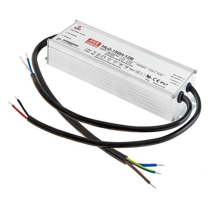 Mean Well HLG-150H-12B dimmelhető LED tápegység, 12V, 150W, 12.5A, IP67, fém ház