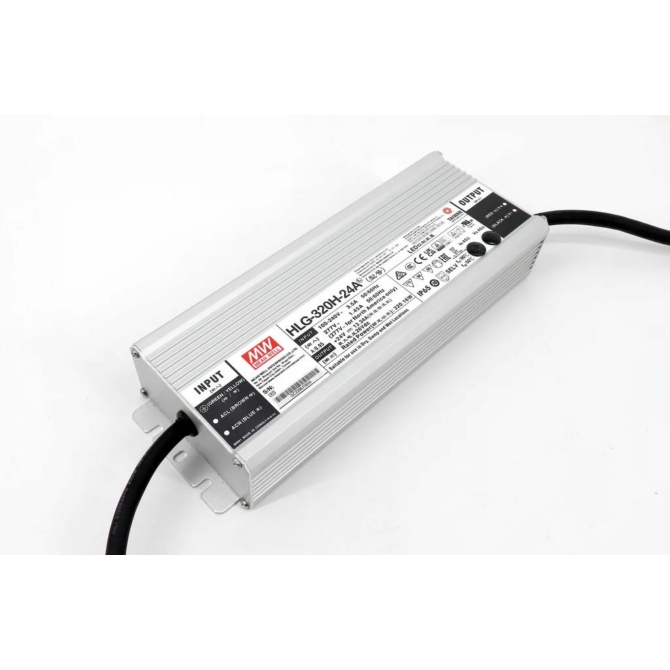 Mean Well HLG-320H-24A LED tápegység, 24V, 320W, 13.34A, IP65, fém ház