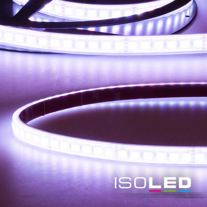 ISOLED AQUA RGB lineáris LED szalag, 24V, 12W, IP67, 120 LED/m, 600 lm, 10 méter