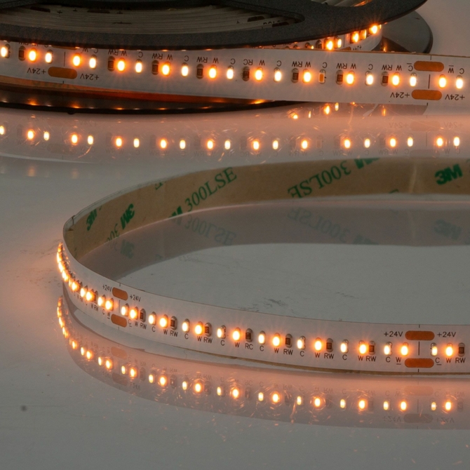 ISOLED CRI90 SUNSET Dim To Warm, 24V, 20W, IP20, 1800-2700K, 224 LED/m, 1100 lm, 5 méter