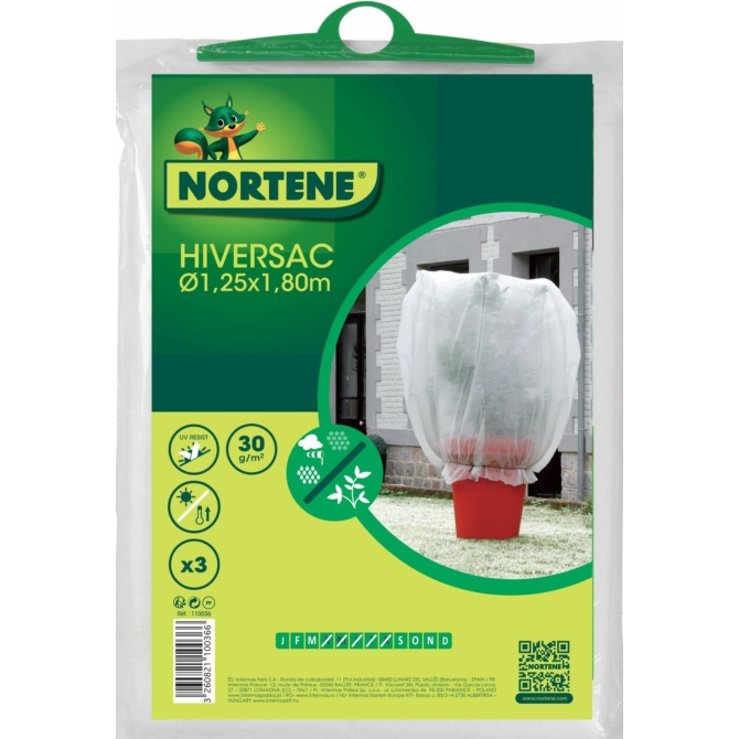 Nortene HIVERSAC növénytakaró zsák, fehér, Ø  1,25 x h. 1,8 m, 3 db (K)