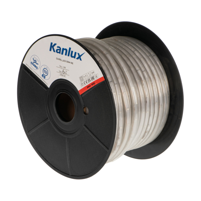 Kanlux Givro LED fénykábel 100W, Piros, 6 lm/m, 50 méter