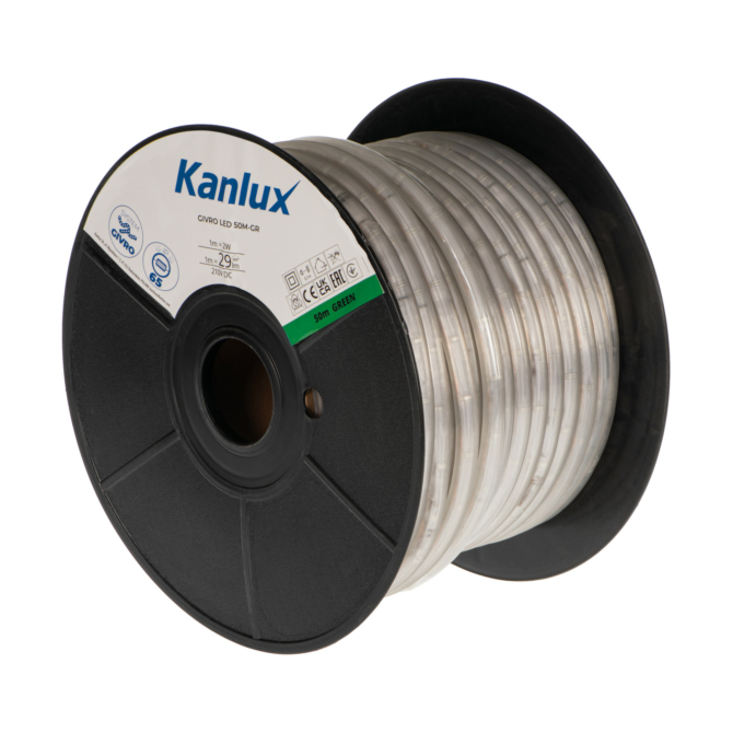 Kanlux Givro LED fénykábel 100W, Zöld, 29 lm/m, 50 méter