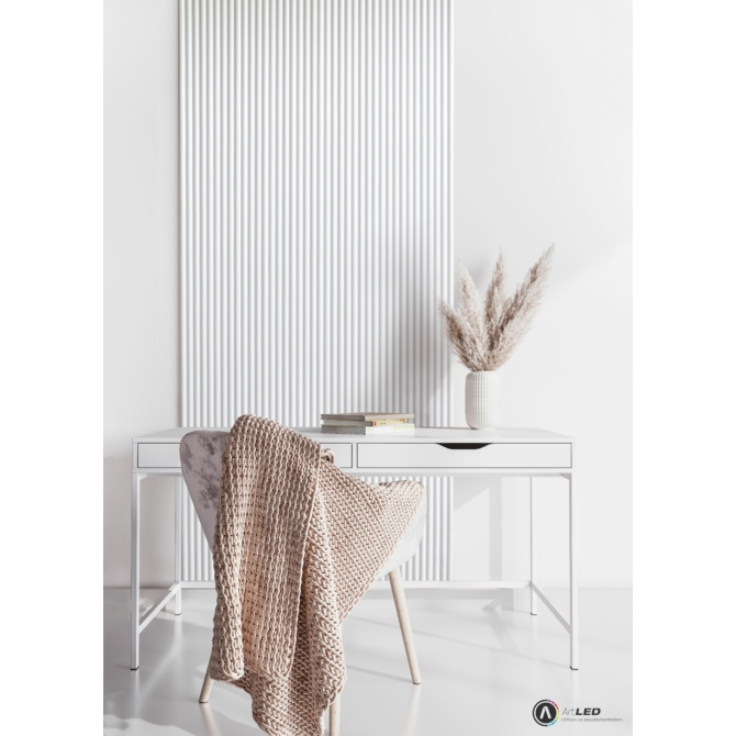 Lamelio INFINITY LUNA lamella panel, fehér, festhető, 12.2 x 270 cm