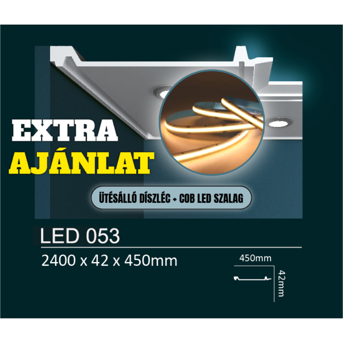 EXTRA kedvezmény csomag - LED053 rejtett világításos díszléc + COB LED szalag