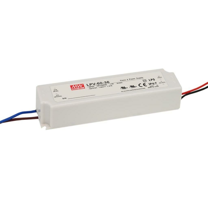 Mean Well LPV-60-12 LED tápegység, 12V, 60W, 5A, IP67