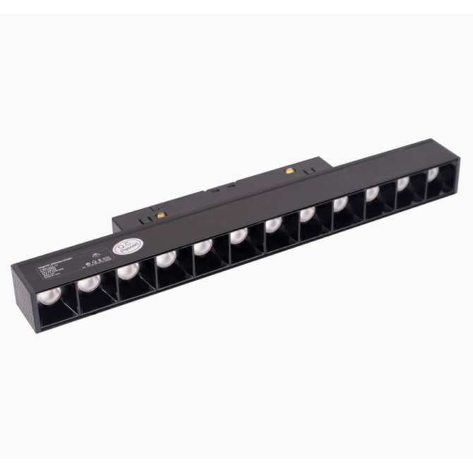 MAXLIGHT Track Magnetic 48V-os sínrendszeres lámpa, 12W, 3000K, 666 lm, 23 cm, fekete