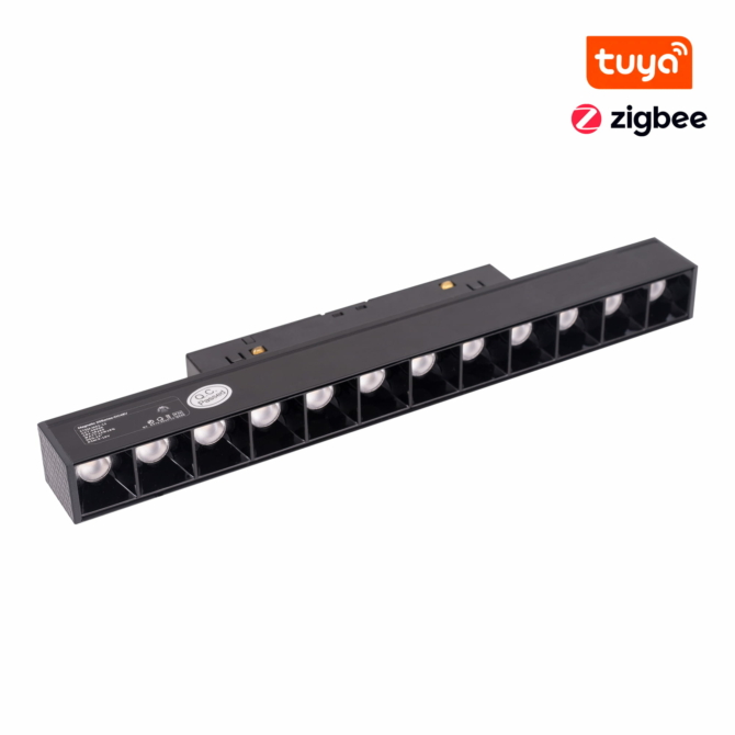 MAXLIGHT Track Magnetic 48V-os sínrendszeres lámpa, 12W, CCT, 666 lm, 23 cm, fekete, ZIGBEE