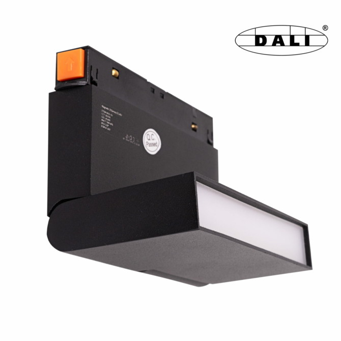 MAXLIGHT Track Magnetic 48V-os sínrendszeres lámpa, állítható, 6W, 3000K, 323 lm, 12 cm, fekete, DALI