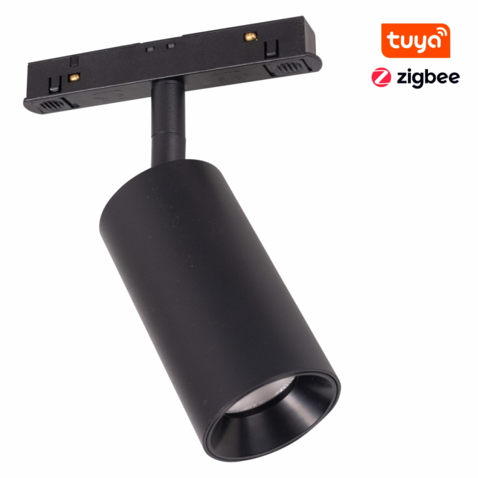 MAXLIGHT Track Magnetic 48V-os sínrendszeres spot lámpa, állítható, 12W, CCT, 664 lm,  Ø5 cm, fekete, ZIGBEE