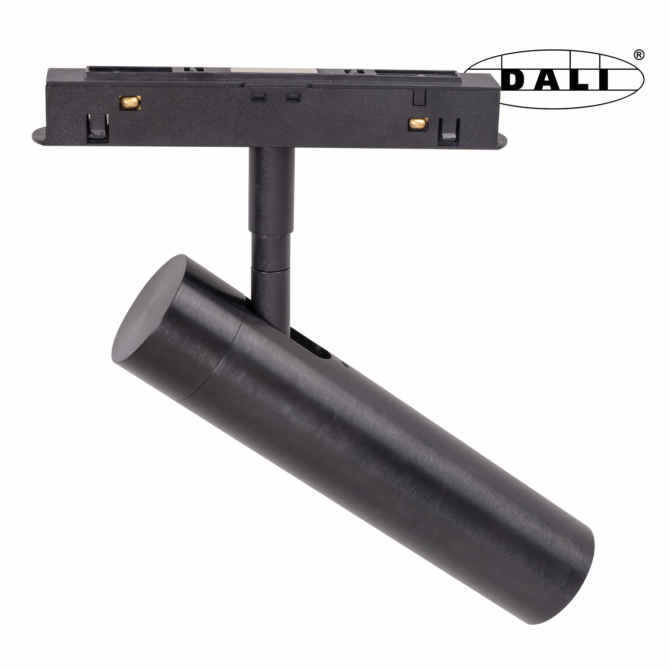 MAXLIGHT Track Magnetic 48V-os sínrendszeres spot lámpa, állítható, 8W, 3000K, 578 lm,  Ø3.5 cm, fekete, DALI