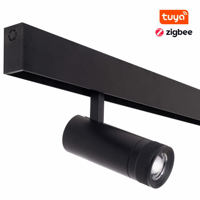 MAXLIGHT Track Magnetic 48V-os sínrendszeres spot lámpa, állítható, 12W, CCT, 784 lm,  Ø5 cm, fekete, ZIGBEE