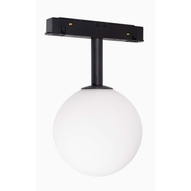 MAXLIGHT Track Magnetic 48V-os sínrendszeres gömb lámpa, 6W, 3000K, 525 lm, Ø10 cm, fekete