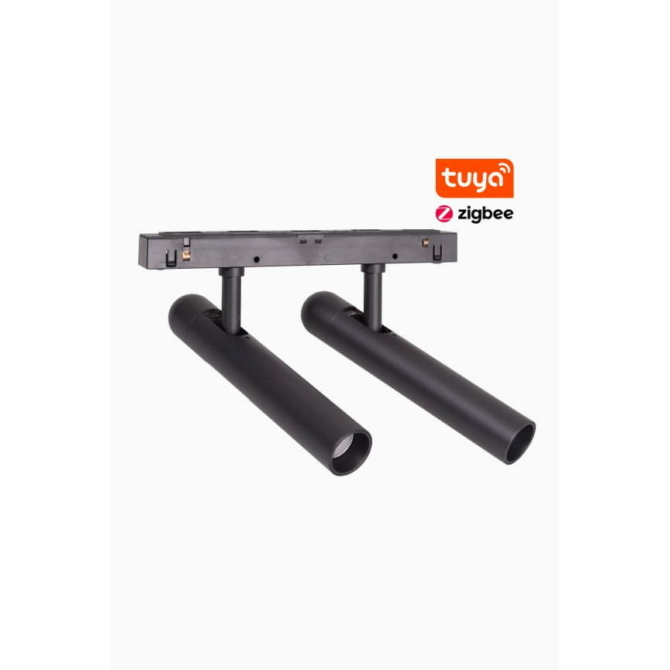 MAXLIGHT Track Magnetic 48V-os sínrendszeres dupla spot lámpa, állítható, 2x5W, CCT, 767 lm,  Ø2.5 cm, fekete, ZIGBEE