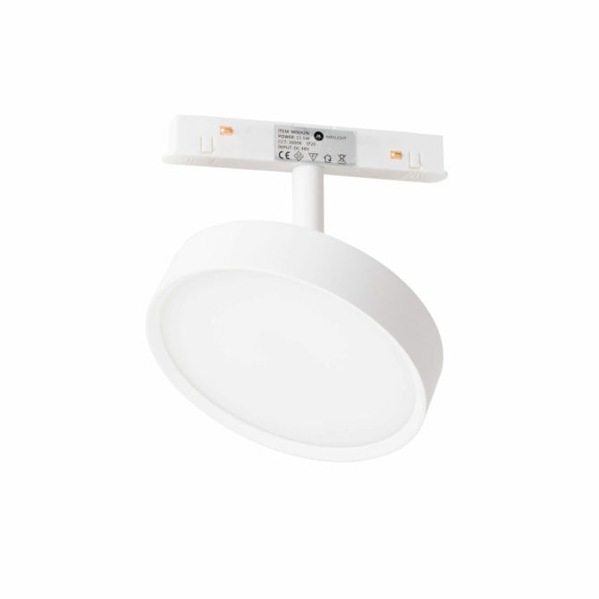 MAXLIGHT Track Magnetic 48V-os sínrendszeres spot lámpa, állítható, 11.5W, 3000K, 855 lm, Ø12 cm, fehér