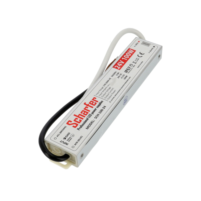 Scharfer 24V LED tápegység, 100W, 4.17A, IP67, 7 év garancia