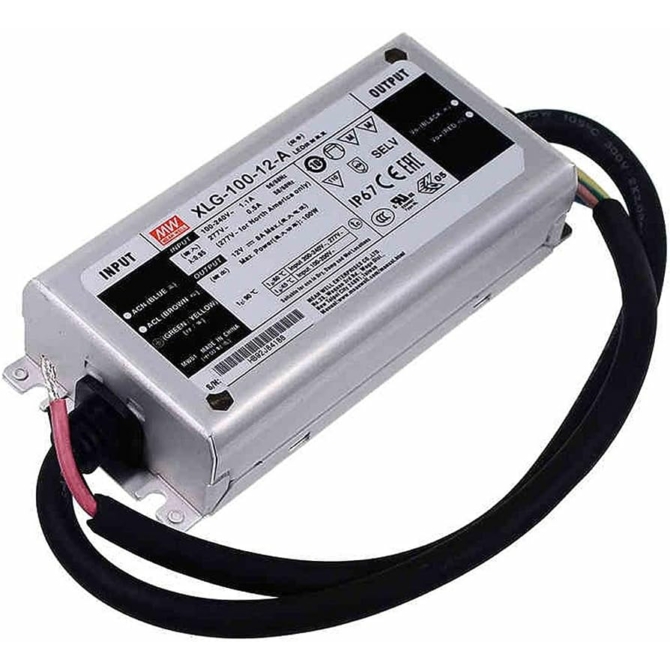 Mean Well XLG-100-12A LED tápegység, 12V, 100W, 8A, IP67, fém ház