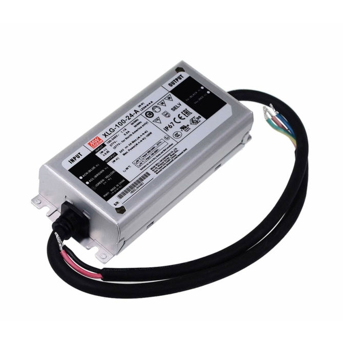 Mean Well XLG-100-24A LED tápegység, 24V, 100W, 4A, IP67, fém ház