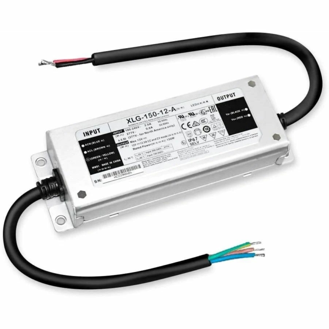 Mean Well XLG-150-12A LED tápegység, 12V, 150W, 12.5A, IP67, fém ház