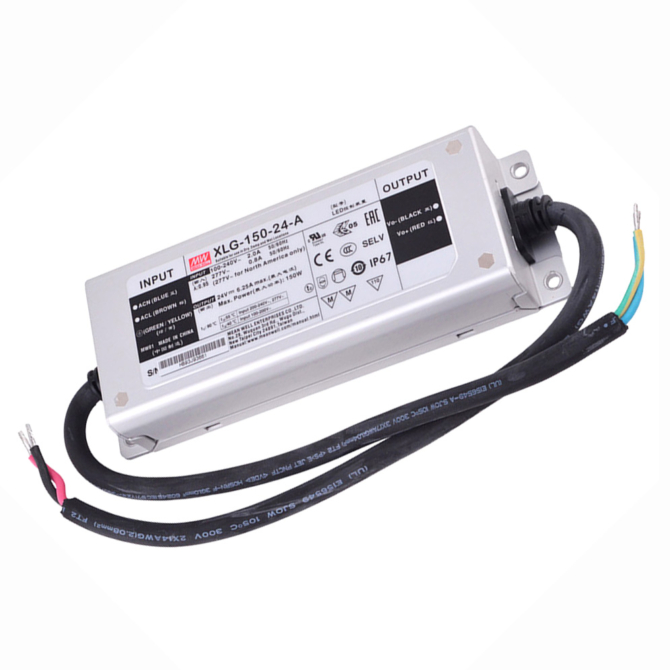 Mean Well XLG-150-24A LED tápegység, 24V, 150W, 6.25A, IP67, fém ház