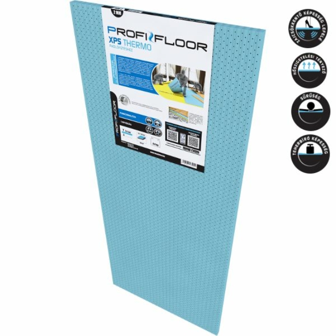ProfiFloor XPS 2 mm thermo padlóalátét padlófűtéshez, 1.2 m x 0.5 m táblaméret, 10 db tábla / cs, 6 m2